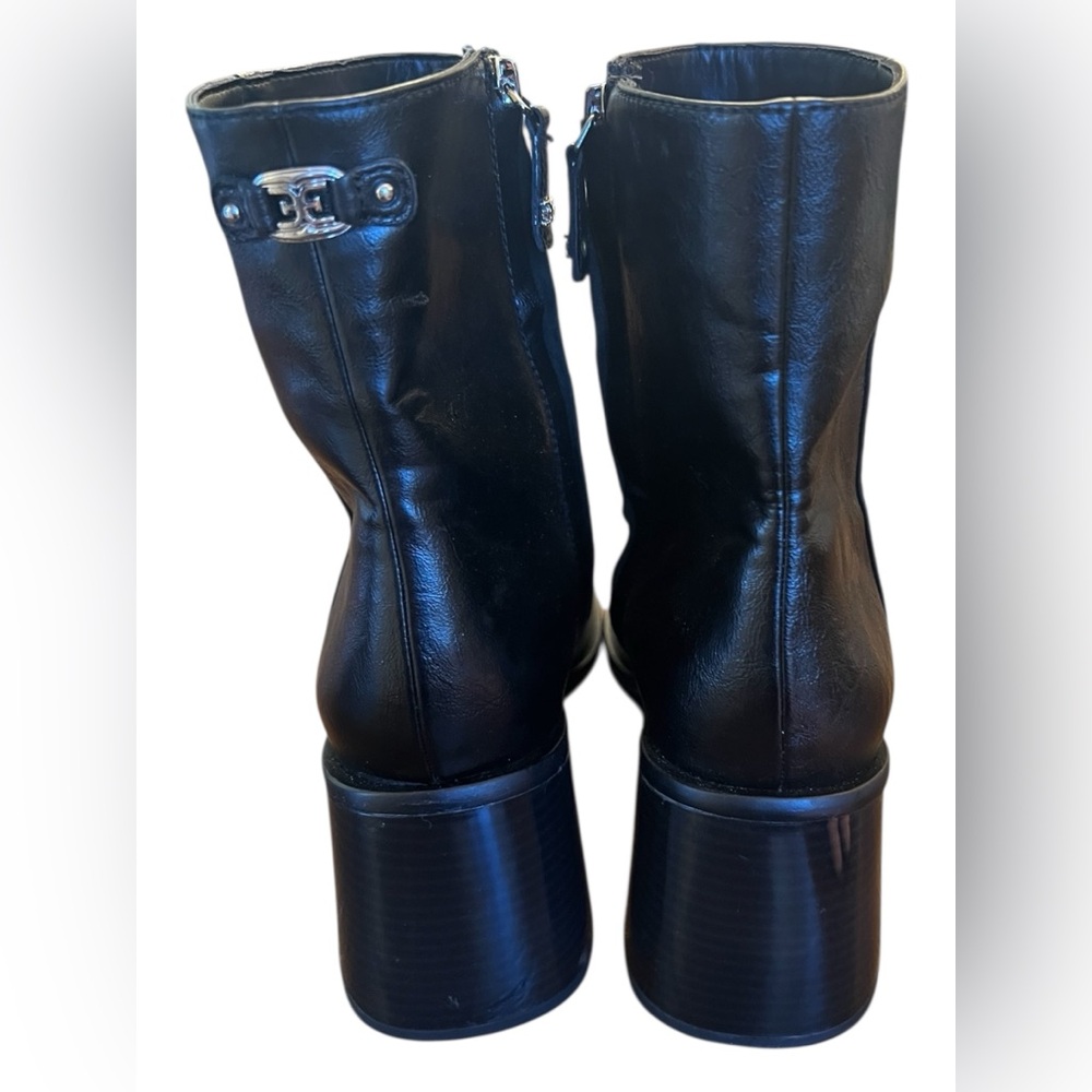 Sam Edelman Womens Winnie Black Zipper Leather Ankle Boots Heels - Picture 6 of 13